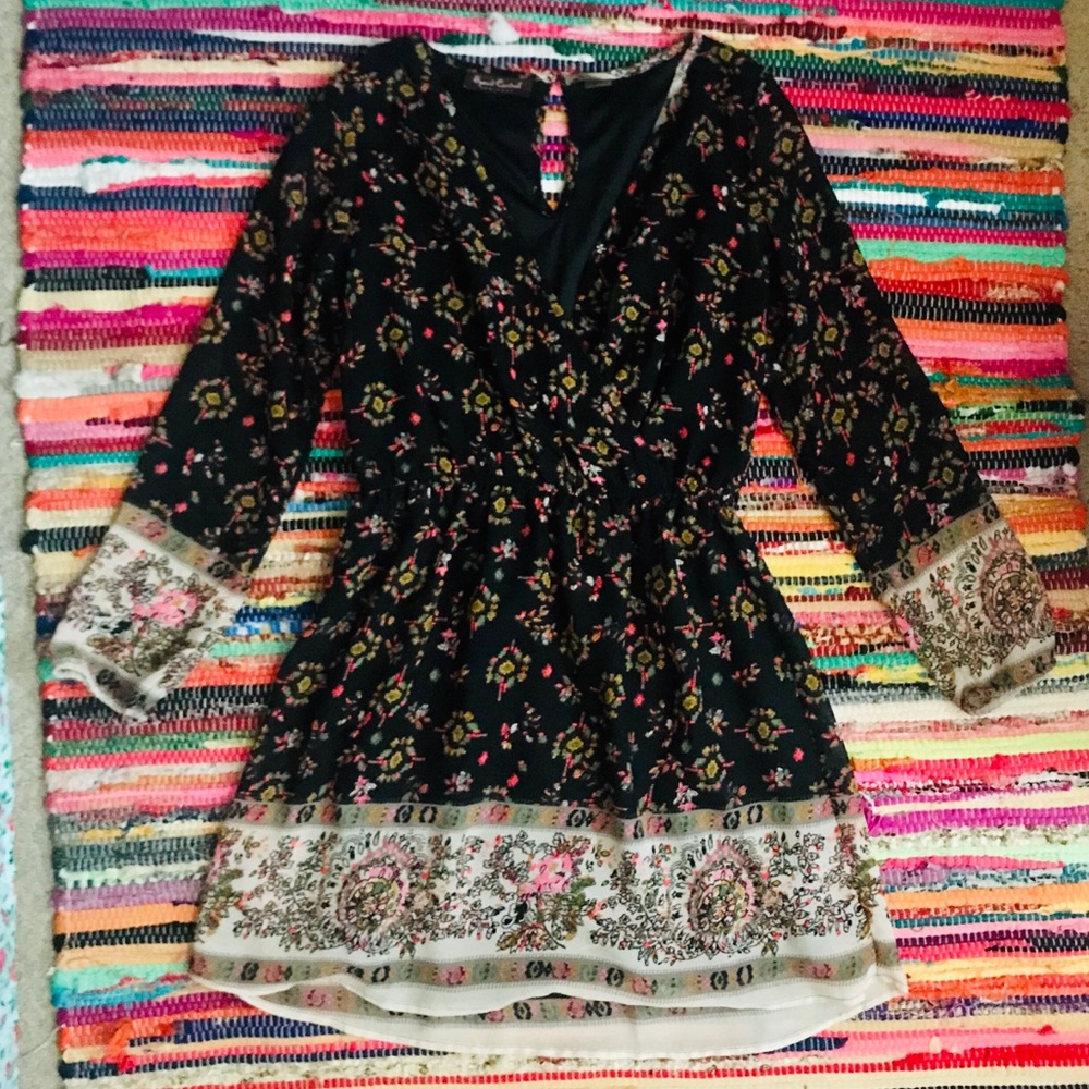 Speed Control Floral Pattern Sheer Dress